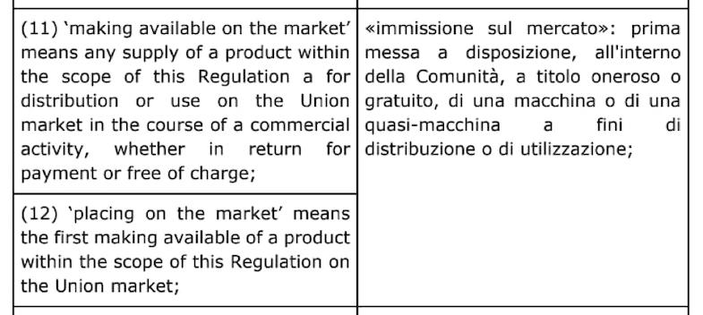 Regolamento macchine
